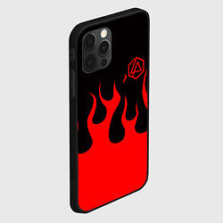 Чехол для iPhone 12 Pro Linkin park logo fire, цвет: 3D-черный — фото 2