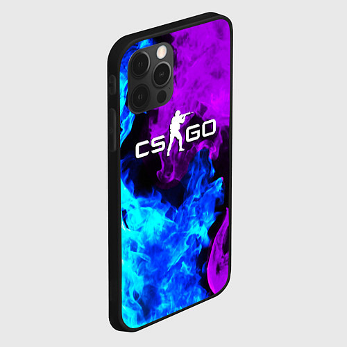 Чехол iPhone 12 Pro CSGO neon flame / 3D-Черный – фото 2