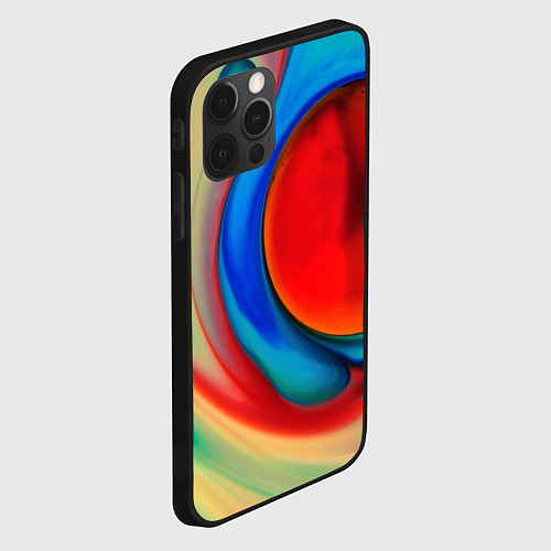 Чехол iPhone 12 Pro Жидкие цветные краски / 3D-Черный – фото 2