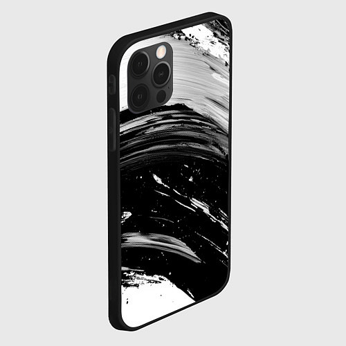 Чехол iPhone 12 Pro Черно-белая абстракция - гранж чернила / 3D-Черный – фото 2