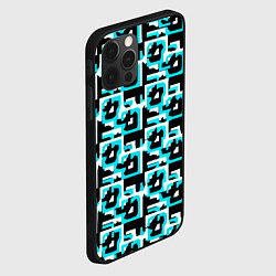 Чехол для iPhone 12 Pro Бело-голубые фигуры на чёрном фоне, цвет: 3D-черный — фото 2