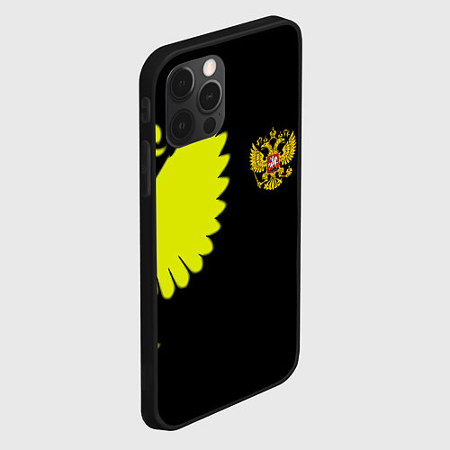 Чехол iPhone 12 Pro Герб РФ орёл / 3D-Черный – фото 2