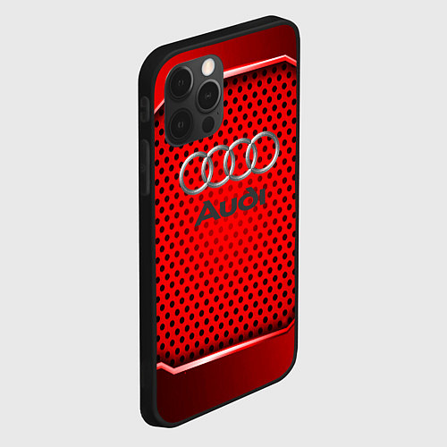 Чехол iPhone 12 Pro AUDI текстура металик / 3D-Черный – фото 2