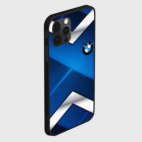 Чехол iPhone 12 Pro BMW metalic blue abstract / 3D-Черный – фото 2