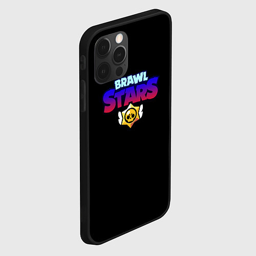 Чехол iPhone 12 Pro Brawl stars neon logo / 3D-Черный – фото 2