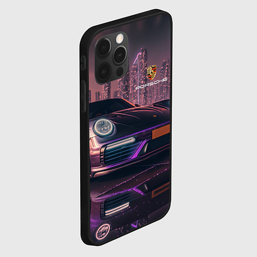 Чехол iPhone 12 Pro Porshe neon city / 3D-Черный – фото 2