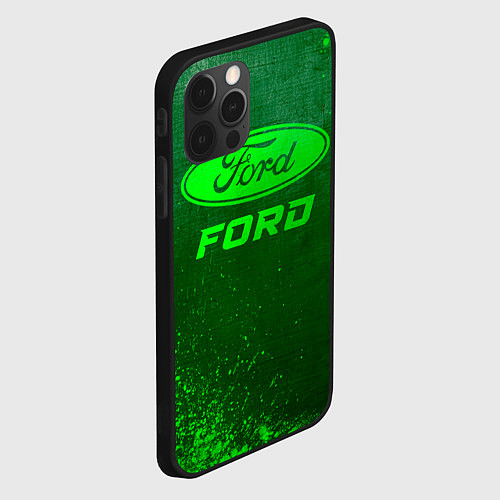 Чехол iPhone 12 Pro Ford - green gradient / 3D-Черный – фото 2