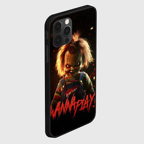 Чехол iPhone 12 Pro Chucky wanna play? / 3D-Черный – фото 2