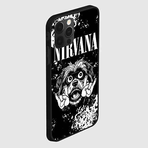 Чехол iPhone 12 Pro Nirvana рок пес / 3D-Черный – фото 2