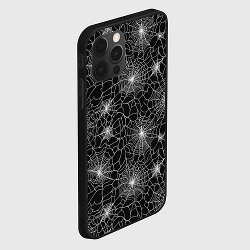 Чехол iPhone 12 Pro Паутина - паттерн / 3D-Черный – фото 2