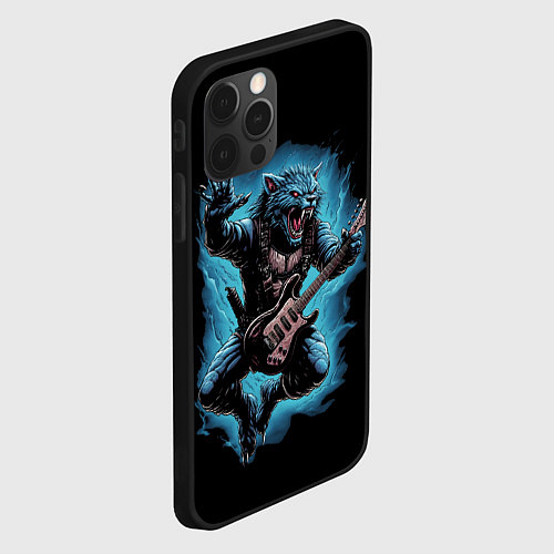 Чехол iPhone 12 Pro Оборотень гитарист / 3D-Черный – фото 2
