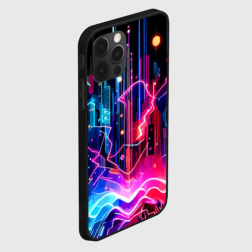 Чехол iPhone 12 Pro Neon fantasy - ai art / 3D-Черный – фото 2