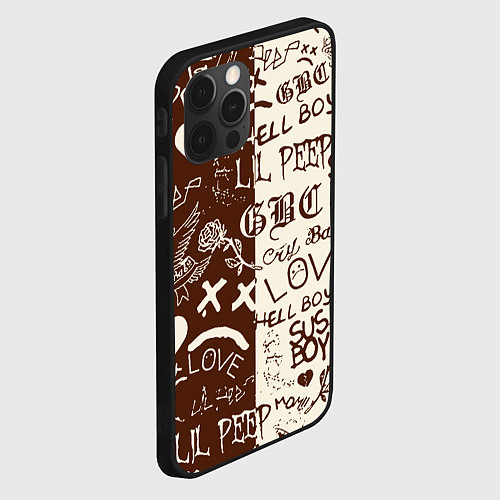 Чехол iPhone 12 Pro Lil peep retro pattern / 3D-Черный – фото 2