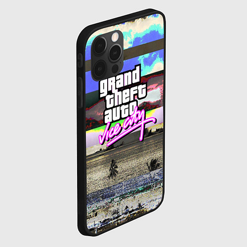 Чехол iPhone 12 Pro Vice city glitch / 3D-Черный – фото 2