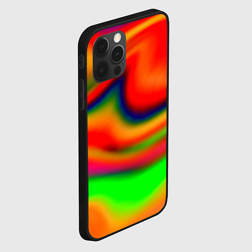 Чехол iPhone 12 Pro Неоновые разводы краски / 3D-Черный – фото 2