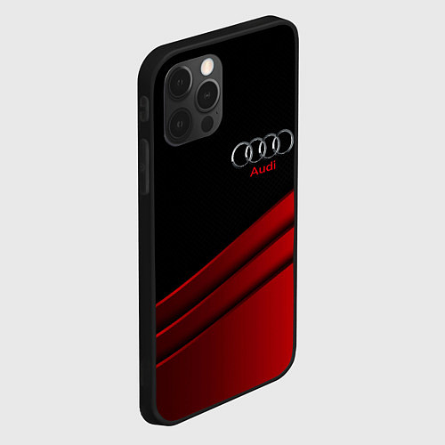 Чехол iPhone 12 Pro AUDI carbon metal / 3D-Черный – фото 2