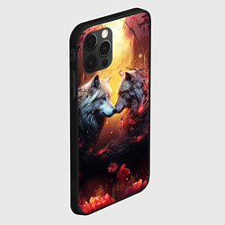 Чехол для iPhone 12 Pro Влюбленные волки и искры, цвет: 3D-черный — фото 2