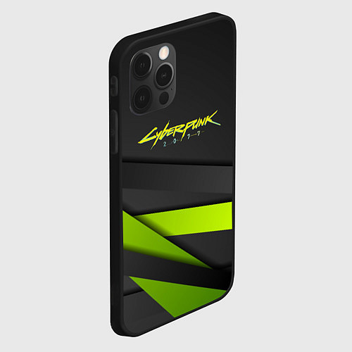 Чехол iPhone 12 Pro Cyberpunk 2077 stripes line / 3D-Черный – фото 2