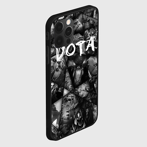 Чехол iPhone 12 Pro Dota 2 - мозаика из персонажей игры / 3D-Черный – фото 2