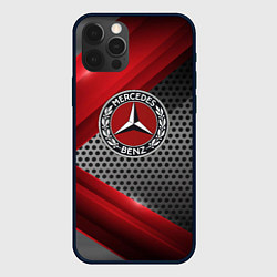 Чехол для iPhone 12 Pro Mercedes benz текстура метал, цвет: 3D-черный