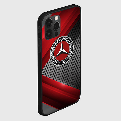 Чехол iPhone 12 Pro Mercedes benz текстура метал / 3D-Черный – фото 2