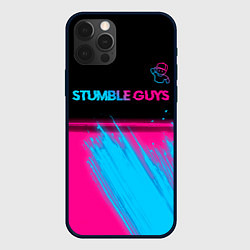 Чехол для iPhone 12 Pro Stumble Guys - neon gradient посередине, цвет: 3D-черный