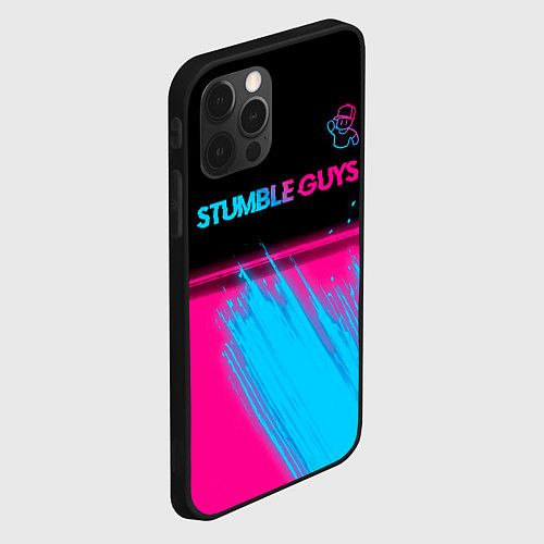 Чехол iPhone 12 Pro Stumble Guys - neon gradient посередине / 3D-Черный – фото 2