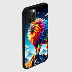 Чехол для iPhone 12 Pro Полигональный лев в горах - нейроарт, цвет: 3D-черный — фото 2