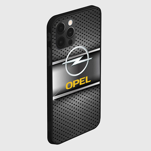 Чехол iPhone 12 Pro Opel carbon metal steel / 3D-Черный – фото 2