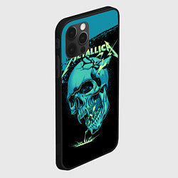 Чехол для iPhone 12 Pro Metallica - молния пробивает череп, цвет: 3D-черный — фото 2