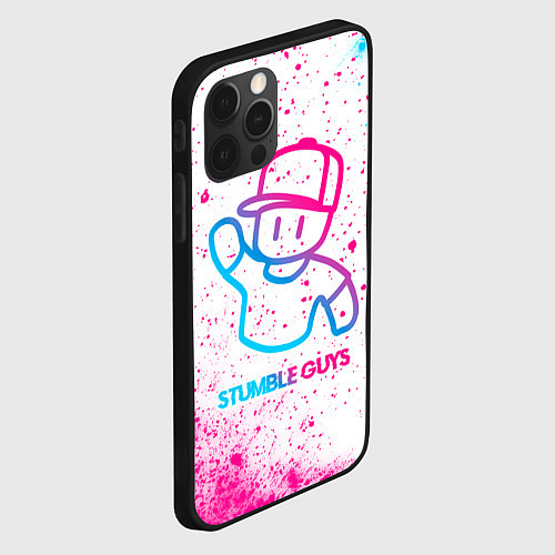Чехол iPhone 12 Pro Stumble Guys neon gradient style / 3D-Черный – фото 2