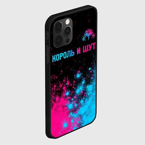 Чехол iPhone 12 Pro Король и Шут - neon gradient посередине / 3D-Черный – фото 2