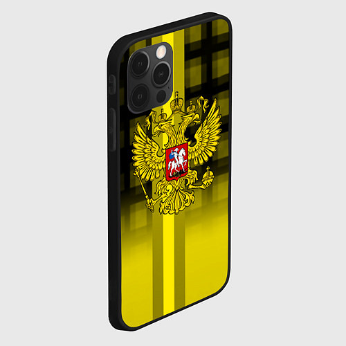 Чехол iPhone 12 Pro Герб РФ лого текстура / 3D-Черный – фото 2