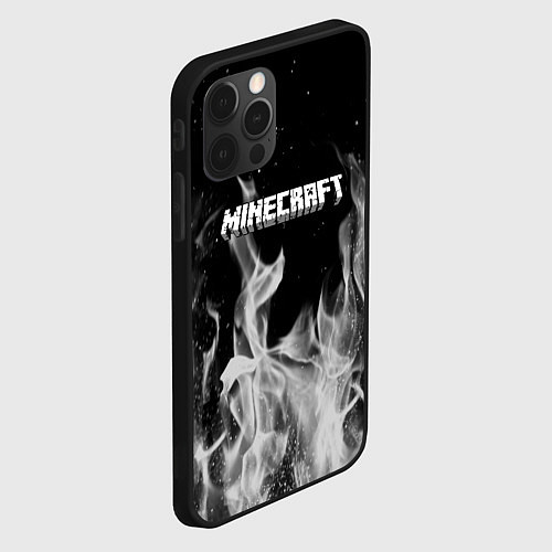 Чехол iPhone 12 Pro Fortnite серый огонь / 3D-Черный – фото 2