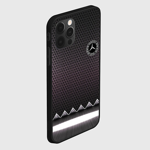 Чехол iPhone 12 Pro Mercedes benz carbon steel / 3D-Черный – фото 2