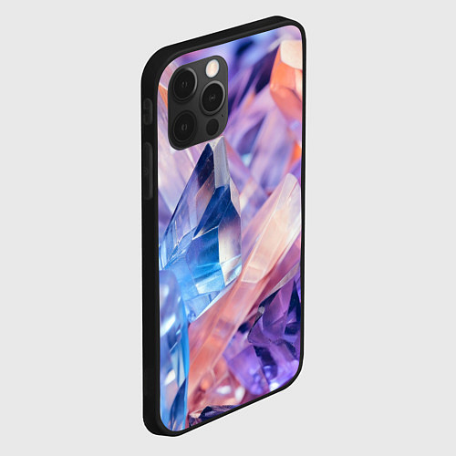 Чехол iPhone 12 Pro Розовые минералы / 3D-Черный – фото 2