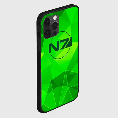 Чехол iPhone 12 Pro Mass Effect green poly / 3D-Черный – фото 2