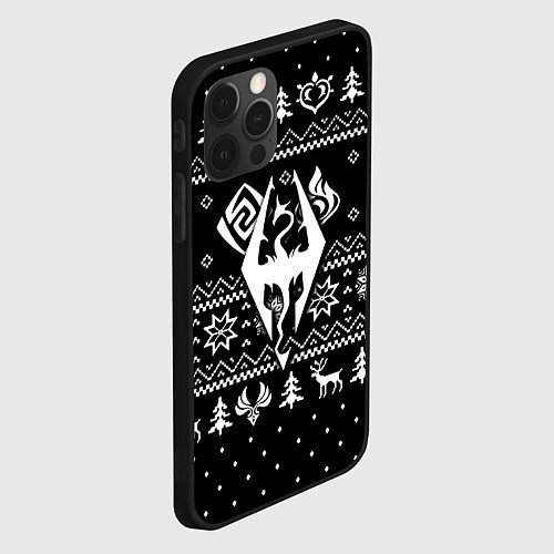 Чехол iPhone 12 Pro The Elder Scrolls game pattern / 3D-Черный – фото 2