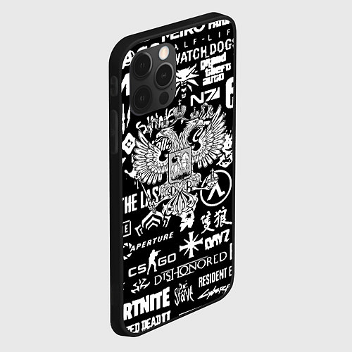 Чехол iPhone 12 Pro Киберсорт Россия герб / 3D-Черный – фото 2