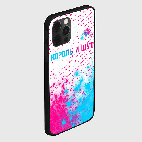 Чехол iPhone 12 Pro Король и Шут neon gradient style посередине / 3D-Черный – фото 2