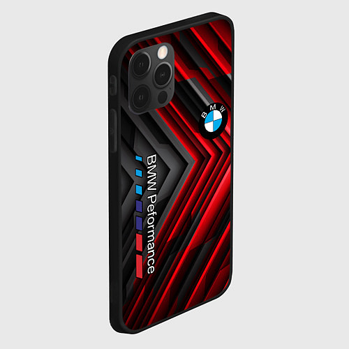 Чехол iPhone 12 Pro BMW geometry stripes red / 3D-Черный – фото 2