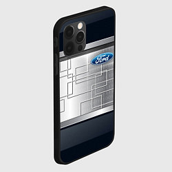 Чехол для iPhone 12 Pro FORD текстура из метала, цвет: 3D-черный — фото 2