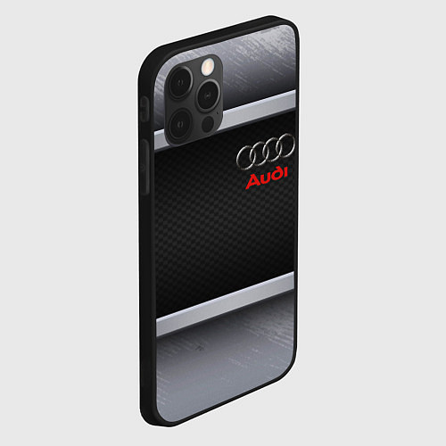 Чехол iPhone 12 Pro Audi metal texture / 3D-Черный – фото 2