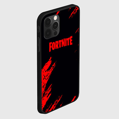 Чехол iPhone 12 Pro Fortnite красные краски лого / 3D-Черный – фото 2