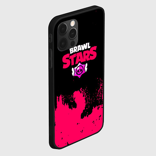 Чехол iPhone 12 Pro Brawl stars розовые краски / 3D-Черный – фото 2