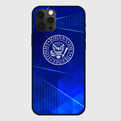 Чехол для iPhone 12 Pro Ramones blue poly, цвет: 3D-черный