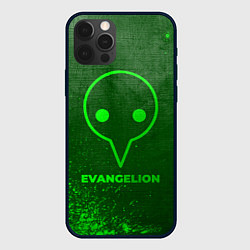 Чехол для iPhone 12 Pro Evangelion - green gradient, цвет: 3D-черный