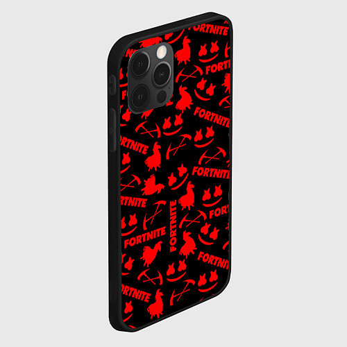 Чехол iPhone 12 Pro Fortnite pattern game red / 3D-Черный – фото 2