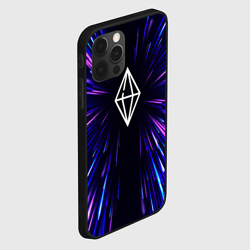 Чехол iPhone 12 Pro The Sims neon energy / 3D-Черный – фото 2