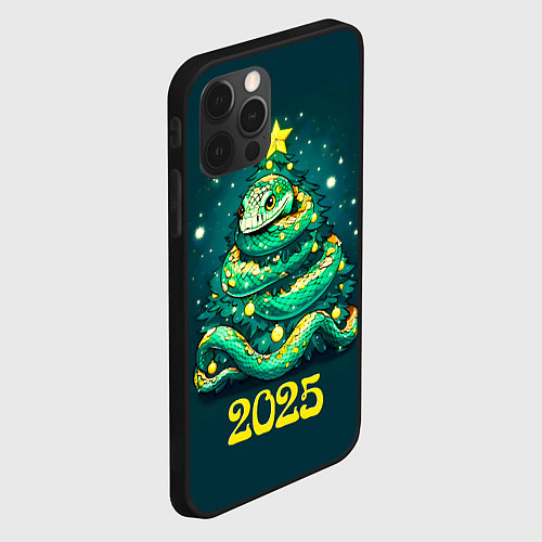 Чехол iPhone 12 Pro Змея ёлка 2025 / 3D-Черный – фото 2